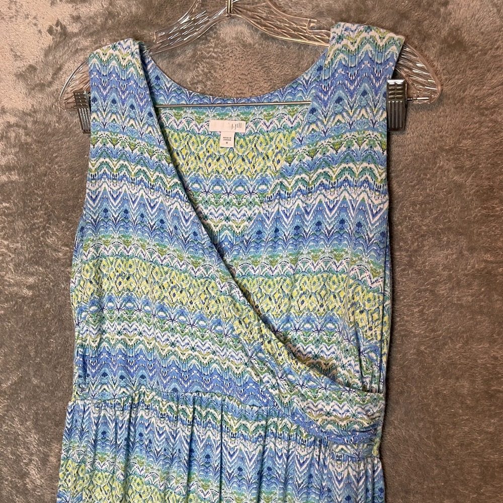 J. Jill Aegean Island Ikat Print Surplice Maxi Dress M Folklore Boho Cottage